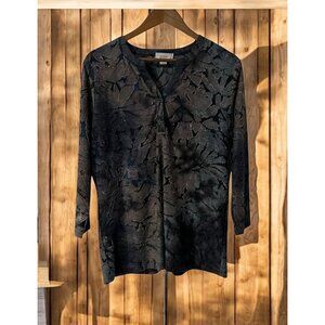 Kamana  Y2K Long Sleeve Gray & Black Dark Romance‎ Burn Out Top L